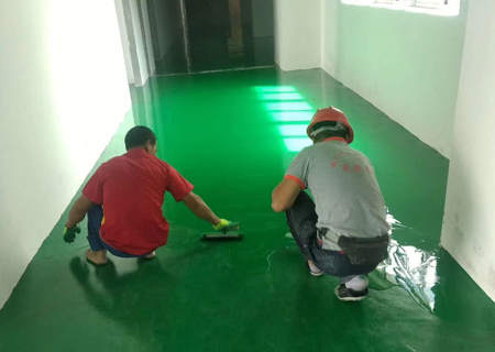 自流平地坪施工現場(chǎng)